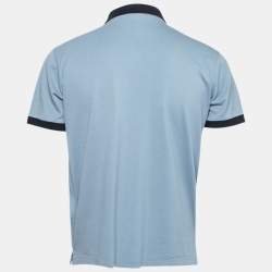Pre Owned Prada Blue Cotton Piqué Short Sleeve Polo T-Shirt L