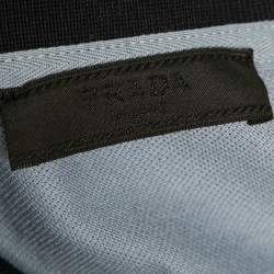 Pre Owned Prada Blue Cotton Piqué Short Sleeve Polo T-Shirt L