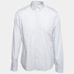 Prada White Printed Cotton Button Front Shirt XXL