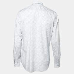 Prada White Printed Cotton Button Front Shirt XXL