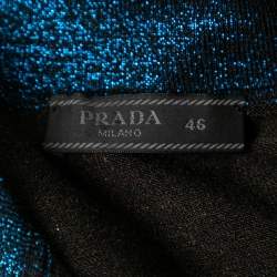 Prada Metallic Lurex Knit Long Sleeve Sweater S