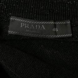 Pre Owned سويتر برادا لوريكس تريكو أسود أكمام طويلة رقبة حرف في مقاس كبير