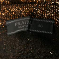 Pre Owned Prada Metallic Bronze Lurex Knit Long Sleeve V Neck Sweater L