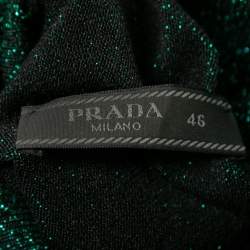 Pre Owned Prada Metallic Green Lurex Knit Turtle Neck Long Sleeve Sweater L