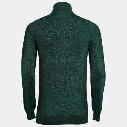 Pre Owned Prada Metallic Green Lurex Knit Turtle Neck Long Sleeve Sweater L