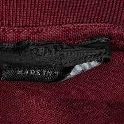 Pre Owned Prada Maroon Cotton Pique Short Sleeve Polo T-Shirt L