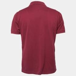 Pre Owned Prada Maroon Cotton Pique Short Sleeve Polo T-Shirt L