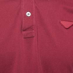 Pre Owned Prada Maroon Cotton Pique Short Sleeve Polo T-Shirt L