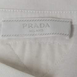 مملوكة مسبقًا Prada White Cotton Short Sleeve V-Neck T-Shirt XL