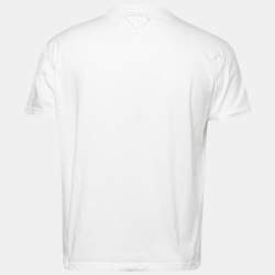 مملوكة مسبقًا Prada White Cotton Short Sleeve V-Neck T-Shirt XL