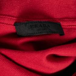 Prada Red Cotton Pique Iconic Rubber Logo T-Shirt L