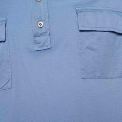 Pre Owned Prada Blue Cotton Pique Pocket Detail Polo T-Shirt XL