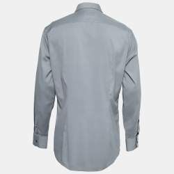 Pre Owned Prada Iron Grey Cotton Poplin Stretch Long Sleeve Shirt XXL