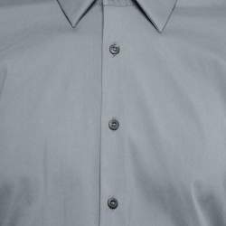 Pre Owned Prada Iron Grey Cotton Poplin Stretch Long Sleeve Shirt XXL