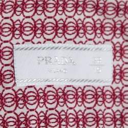Prada Red Printed Cotton Button Front Short Sleeve Shirt S
