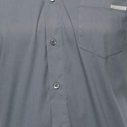 Prada Grey Cotton Button Front Short Sleeve Shirt L