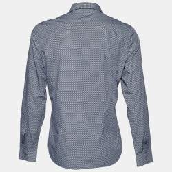 Prada Grey Geometric Print Cotton Button Front Shirt XL