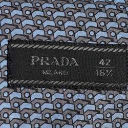 Prada Grey Geometric Print Cotton Button Front Shirt XL