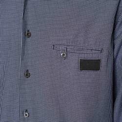 Prada Navy Blue Checkered Cotton Button Front Shirt 4XL