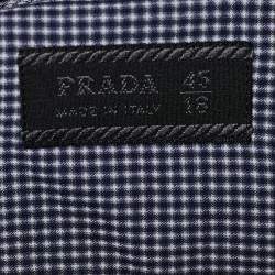 Prada Navy Blue Checkered Cotton Button Front Shirt 4XL