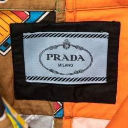 Prada Multicolor Double Match Print Cotton Bowling Shirt XL