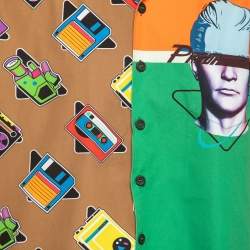 Prada Multicolor Double Match Print Cotton Bowling Shirt XL
