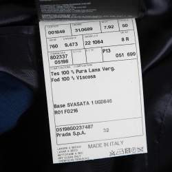 Prada Navy Blue Wool Button Front Blazer L