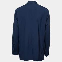 Prada Navy Blue Wool Button Front Blazer L