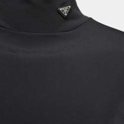 Prada Black Technical Jersey Mock Neck Turtleneck Sweater XL