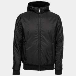 Prada Black Synthetic Reversible Hooded Jacket S