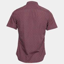 Pre Owned Prada Navy Blue Printed Cotton Short Sleeve Shirt S