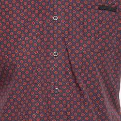 Pre Owned Prada Navy Blue Printed Cotton Short Sleeve Shirt S