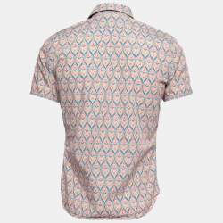 Prada Blush Pink Printed Cotton Short-Sleeve Shirt M