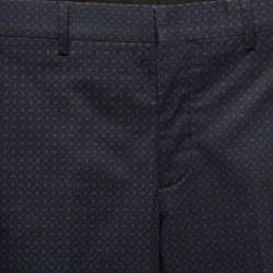 Prada Navy Blue Printed Stretch-Cotton Trousers S