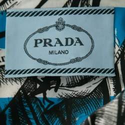 مملوكة مسبقًا Prada Blue Striped Printed Cotton Short Sleeve Shirt S