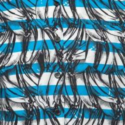 مملوكة مسبقًا Prada Blue Striped Printed Cotton Short Sleeve Shirt S
