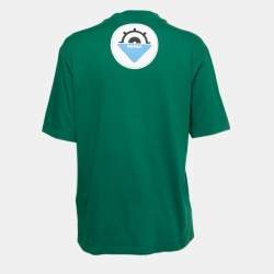 Pre Owned Prada Green Cotton Patch Detail T-Shirt S