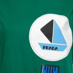 Pre Owned Prada Green Cotton Patch Detail T-Shirt S