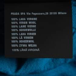 Pre Owned Prada Blue Logo Embroidered Wool Knit Short Sleeve T-Shirt L