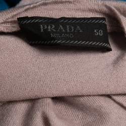 Pre Owned Prada Blue Logo Embroidered Wool Knit Short Sleeve T-Shirt L