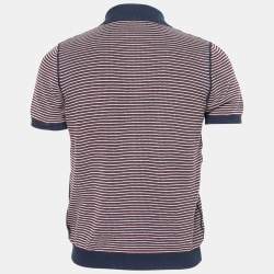 Pre Owned Prada Multicolor Patterned Knit Short Sleeve Polo T-Shirt L