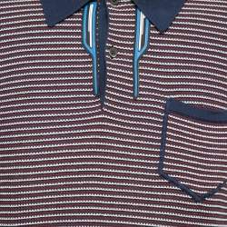 Pre Owned Prada Multicolor Patterned Knit Short Sleeve Polo T-Shirt L