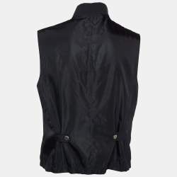 Prada Vintage Black Synthetic Rib Collar Sleeveless Vest L