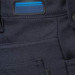 Pre Owned Prada Navy Blue Rubber Patch Logo Trousers M