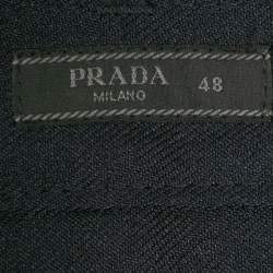 Pre Owned Prada Navy Blue Rubber Patch Logo Trousers M