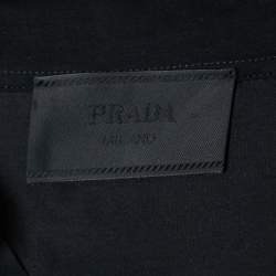 Prada Black Stretch Cotton Nylon Detail Pocket Polo T-Shirt L