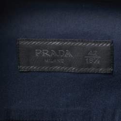 Prada Navy Blue Stretch Cotton Button Front Shirt L