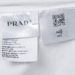 Prada White Anchor Print Cotton Crew Neck T-Shirt L