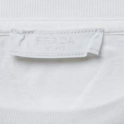 Prada White Anchor Print Cotton Crew Neck T-Shirt L