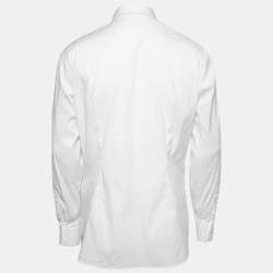 Prada White Stretch Cotton Button Front Shirt L